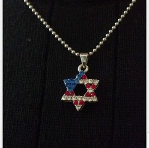 Jewish American Flag Star Necklace